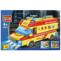 Конструктор город мастеров Автомобиль реанимации 68 деталей свет, звук, инерция 359354