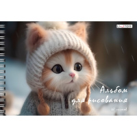 Альбом для рисования 40 л А4 гребень Котик 120 гр/м2 АСЛ402528