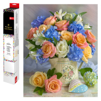 Алмазная мозаика 40*50 Пастельный букет (холст, акриловые круглые стразы, полная выкладка) 