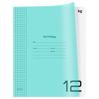 Тетр 12 л клет Однотонный Неон голубой Пластиковая обложка 08897