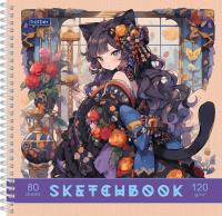 Скетчбук 170*170 80 л спираль Леди аниме 120 гр/м2 087792