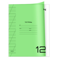 Тетр 12 л лин косая Однотонный Неон салатовый Пластиковая обложка 62292