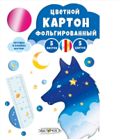 Картон цветной фольгированный А4 5 л 5 цв Ночной лис ЦКФ55638