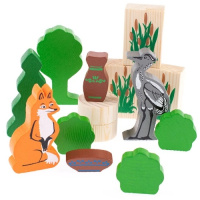 Конструктор томик Сказки Лиса и журавль деревянный 14 деталей