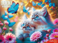 Пазлы 1000 Котята и бабочки