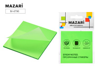 Бумага для заметок пластиковая, прозрачная желтая,зеленая,розовая 76*76 50 л 