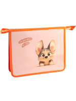 Папка А5 для тетр молния сверху пластик 315*10*200 мм Маленький корги П-3193