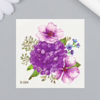 Татуировка на тело цветная Гортензия 6*6 см