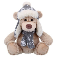 Мягкая игрушка Мишка в серой шапочке и шарфике 20см