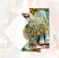 Конверт С днем рождения! (цветы и мятные кеды) Cn395