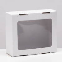 Коробка сборная 21*18*8см крышка-дно с окном белая