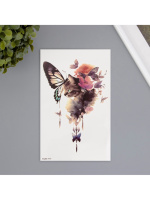 Татуировка на тело цветная Кошка в акварельных цветах 11.4*21см