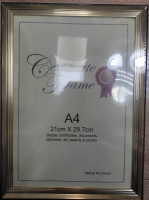 Фоторамка 21*29,5 пластик золото/черн полоска акрил