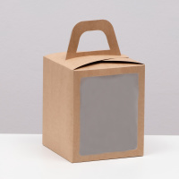 Коробка складная 15*15*18см с окном крафт