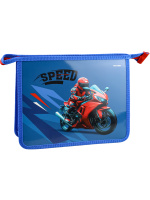 Папка А5 для тетр молния сверху пластик 315*10*200 мм Ярко-красный мотоцикл П-3195