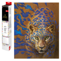Алмазная мозаика 40*50 Взгляд леопарда (холст, акриловые круглые стразы, полная выкладка) 