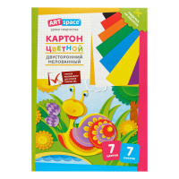 Картон цветной А4 7 л 7 цв двусторонний мелованный 