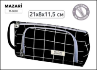 Пенал-косметичка 2 отд 21*8*11,5 см черный клетка М-9680