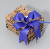 Бант упаковочный бабочка 4,5см синий металлизир с глиттером 7986170