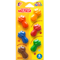 Мелки восковые масло 6цв Кроха фигурные Лапки 2254-08