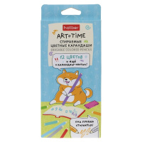 Карандаш 12 цв Hatber ART-TIME стираемые + ластик 093058