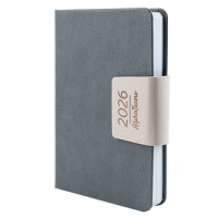 Ежедневник 2026г А6+ 176 л Милан Серый с клапаном кожзам 310132/15