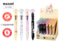 Ручка авто шарик 6цв Mazari Лапки М-15588