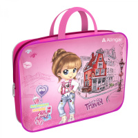 Папка А4 для труда молния сверху с ручками ПВХ 340*260*80 мм Ассорти для девочек AL11397,11399,11400