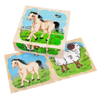 Кубики деревянные 9шт Домашние животные