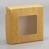 Коробка складная 11,5*11,5*4 см Крафт с окном 9643048