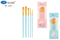 Кисти набор 5 шт нейлон круглые и плоские  №2,4,6,10,12 МС-5878