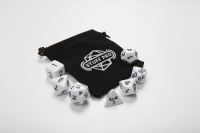 Набор из 7 кубиков для ролевых игр белый с мешочком