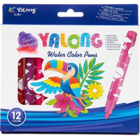 Фломастеры 12цв Yalong Parrot утолщенные круглые вентилируемые YL875153-12