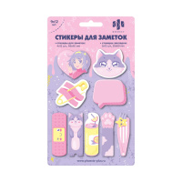 Этикетка закладка самокл 9цв Коты 46х40/20х60 мм 108 л бумага 65204