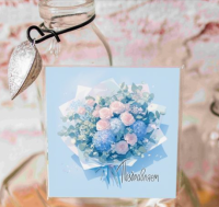 Открытка мини Поздравляем (синий букет) Mi100