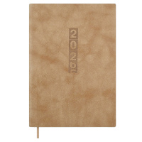Ежедневник 2026г А5 176л Глосс бежевый кожзам мягкий переплет 70270