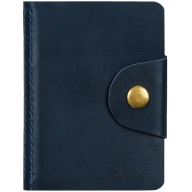 Визитница 18 карт кожа на кнопке т.синяя