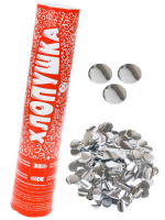 Хлопушка 25см Конфетти круглое серебряное фольгированное Х-8921