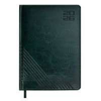 Ежедневник 2026г А5 176л Сариф т.зеленый кожзам 70223