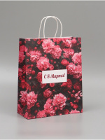 Пакет бумажный 25*32*12 С 8 марта Розы крафт 120г 10655209