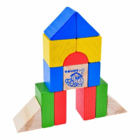 Конструктор томик Цветной деревянный 14 деталей