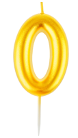 Свеча цифра 0 золотая 6см 59877