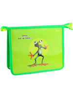 Папка А5 для тетр молния сверху пластик 315*10*200 мм Забавный лягушонок П-3196