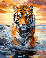 Картина по номерам Дальний Восток 40*50 Тигр в свете закатного солнца 27 цв