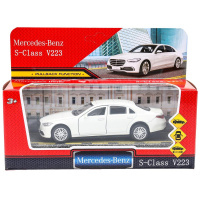 Машина технопарк 12см Mercedes-Benz s-class v223 металл, белый, двери, багажник, инерция 380545