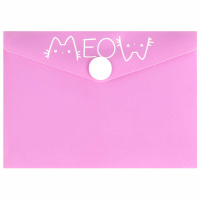 Папка-конверт кнопка 10.5*7.4см Надпись Кот пластик 69038