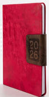 Еженедельник 2026г А5 64 л Сицилия красная с клапаном кожзам 310170/15