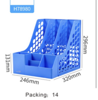 Лоток вертик 3 отд сборный синий + отдел для канц.мелочей 78980