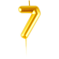 Свеча цифра 7 золотая 6см