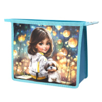 Папка А5 для тетр молния сверху пластик Шатенка с собачкой 69296